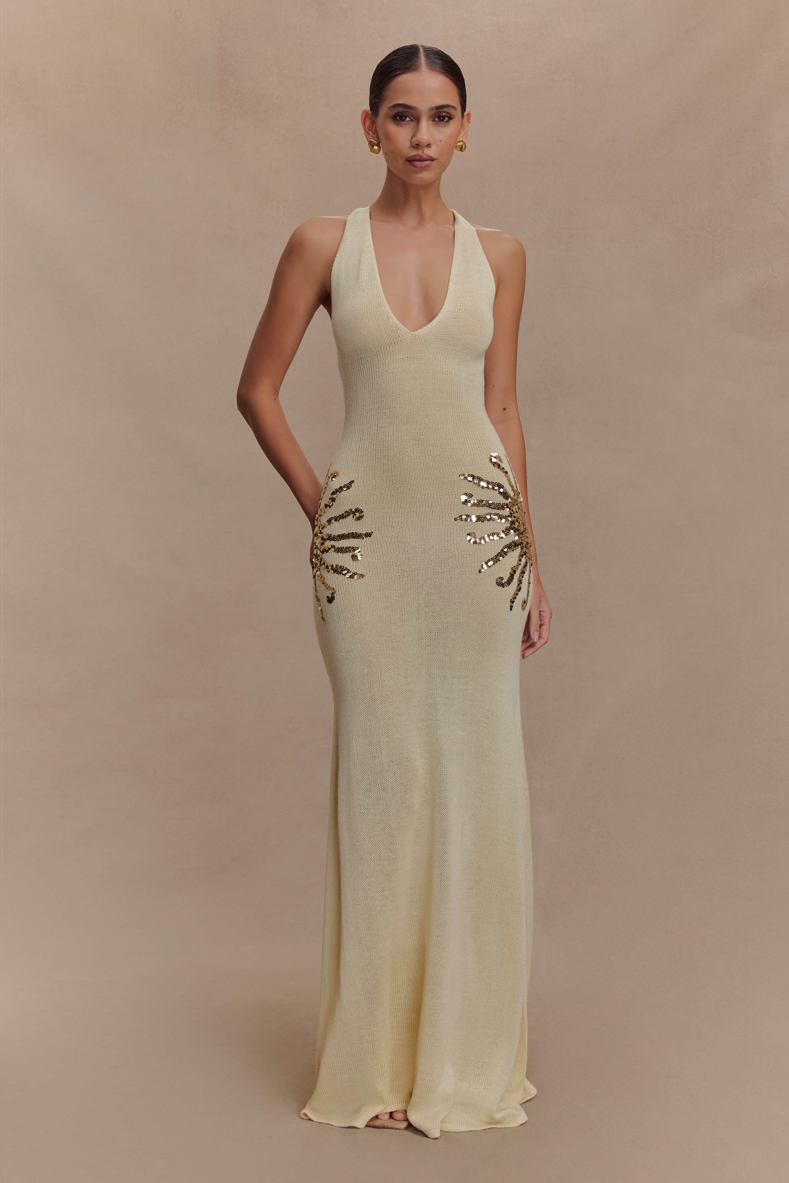 KNIT MAXI DRESS WITH SEQUIN