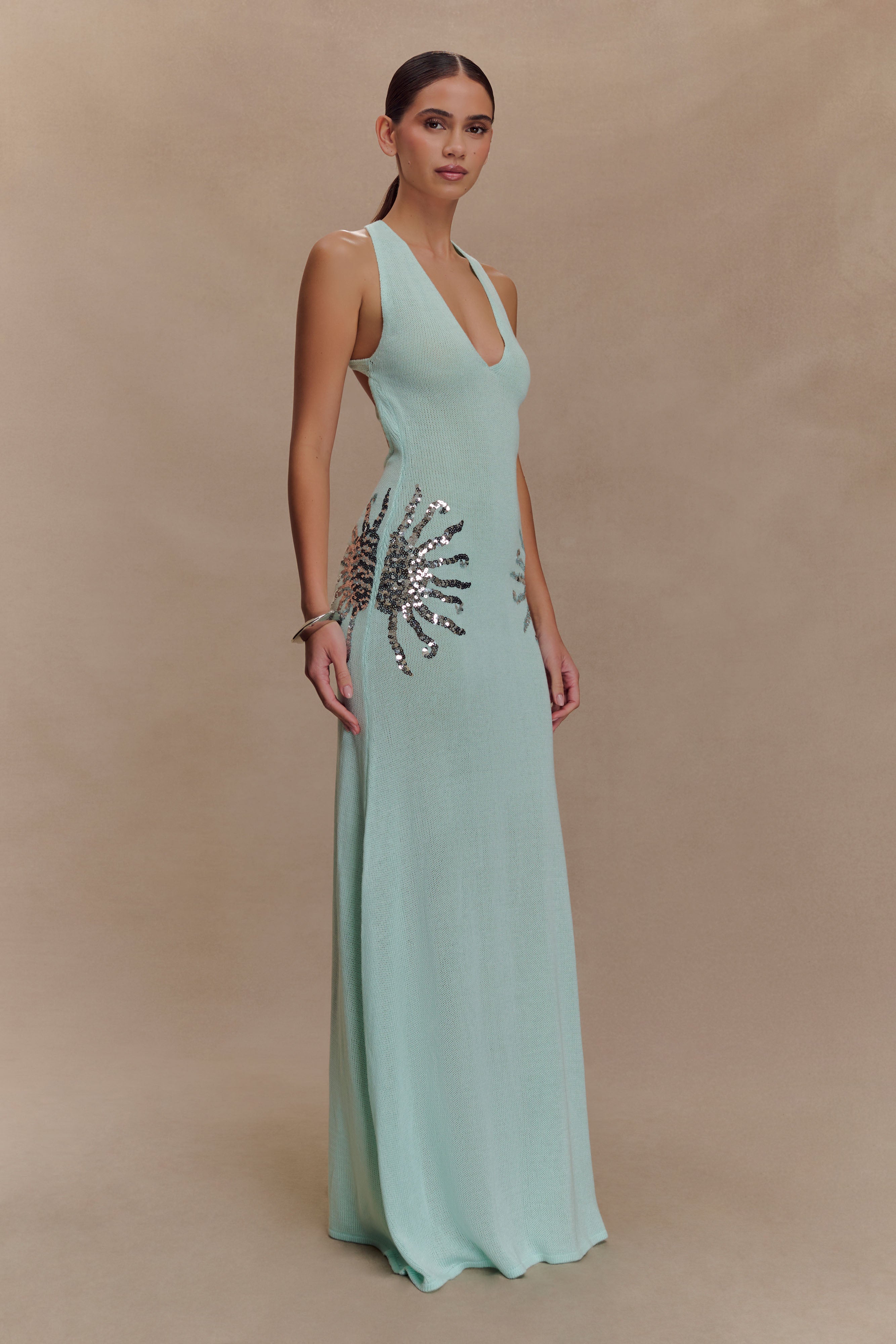KNIT MAXI DRESS WITH SEQUIN
