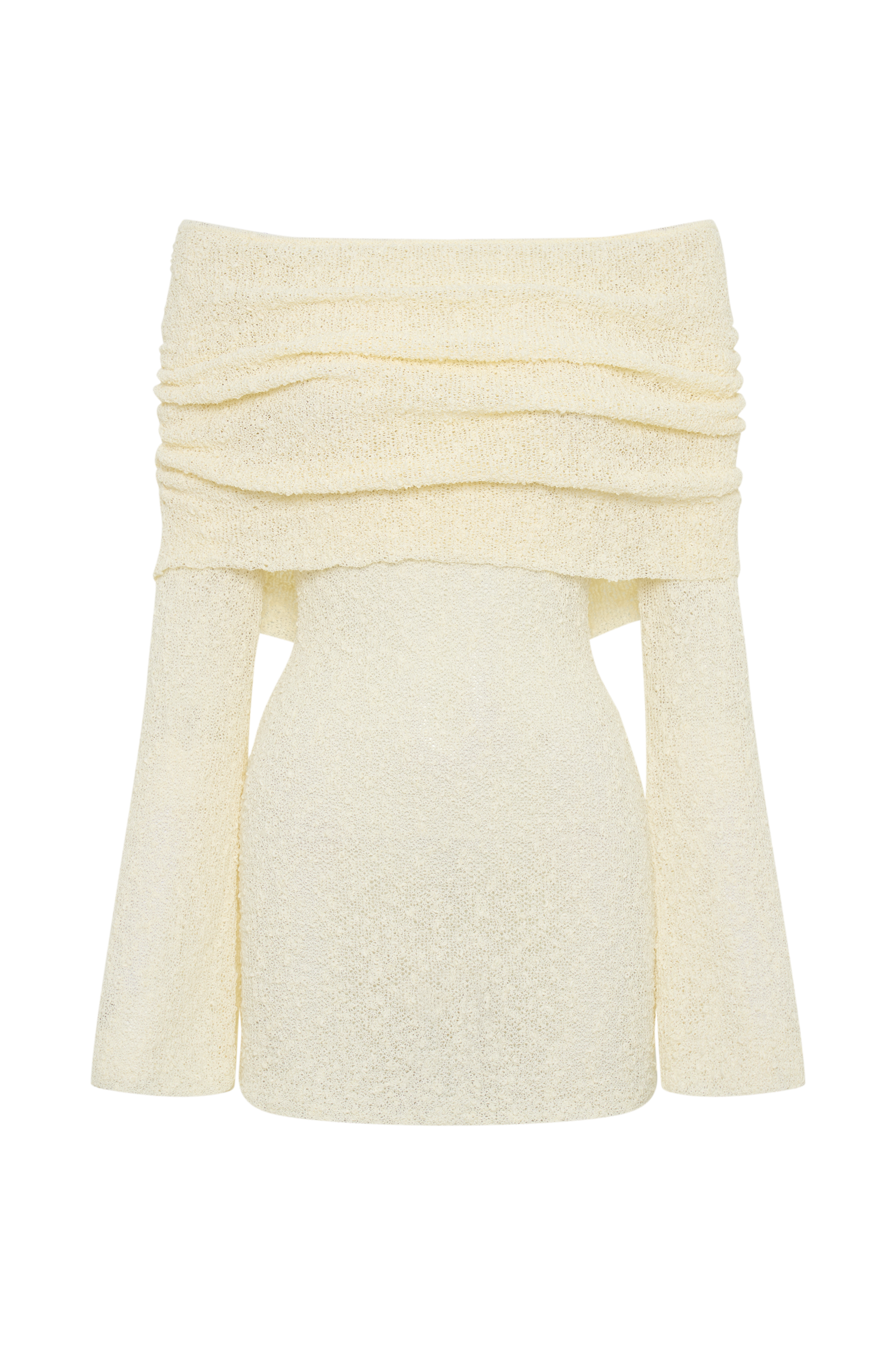 MERLYN OFF SHOULDER BOUNCLE MINI DRESS