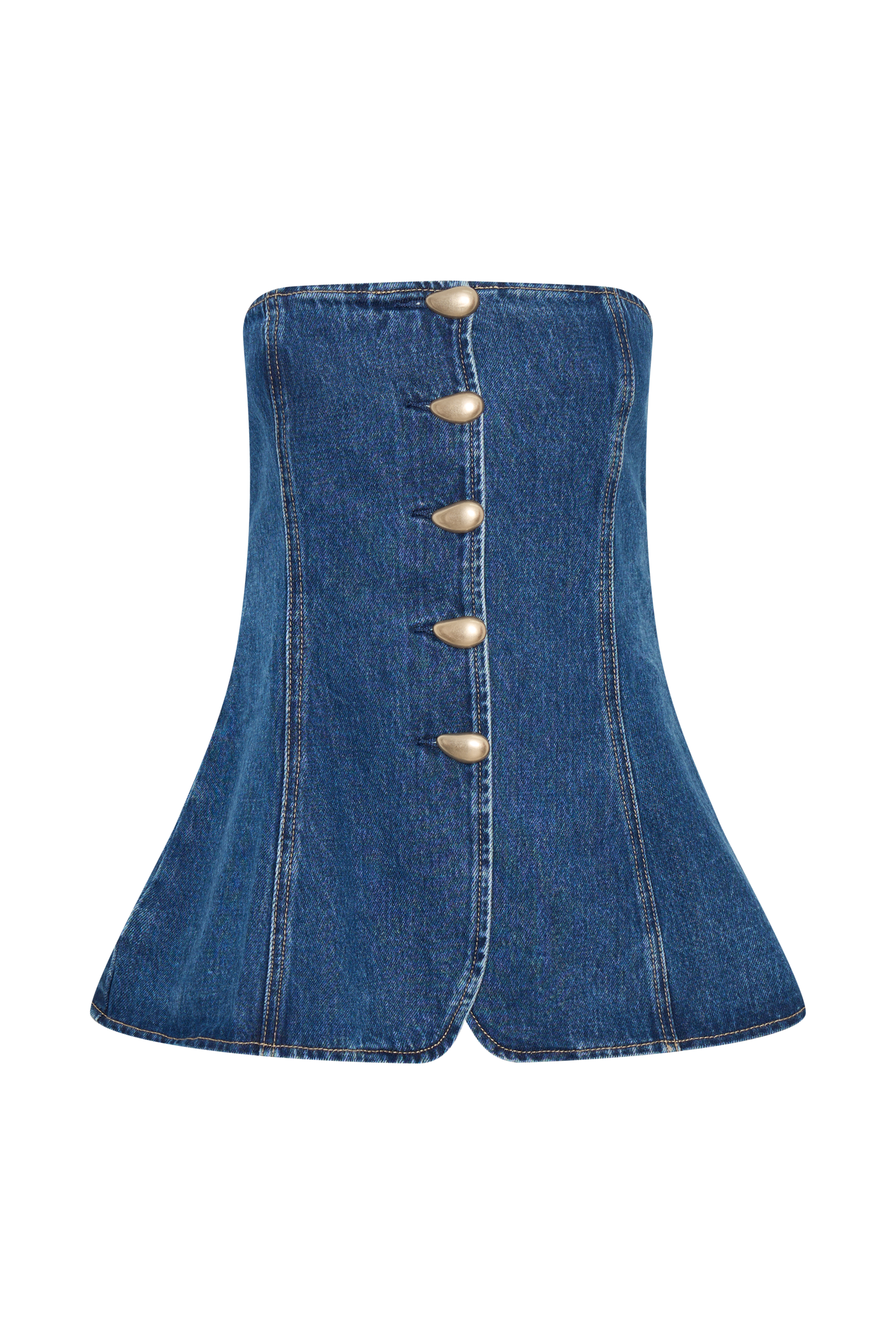 Strapless Long Line Button Top
