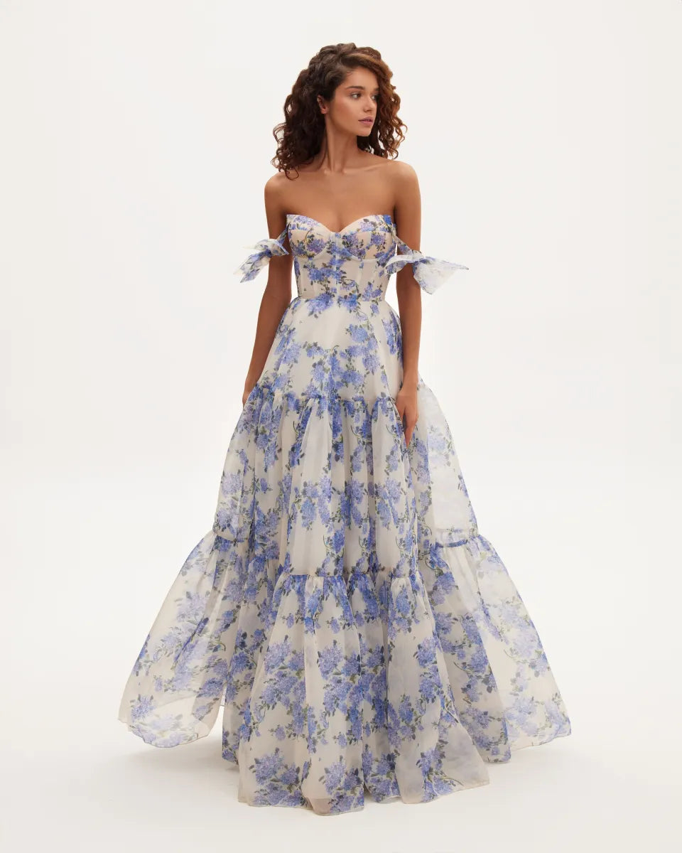 Hydrangea Floral Maxi Dress