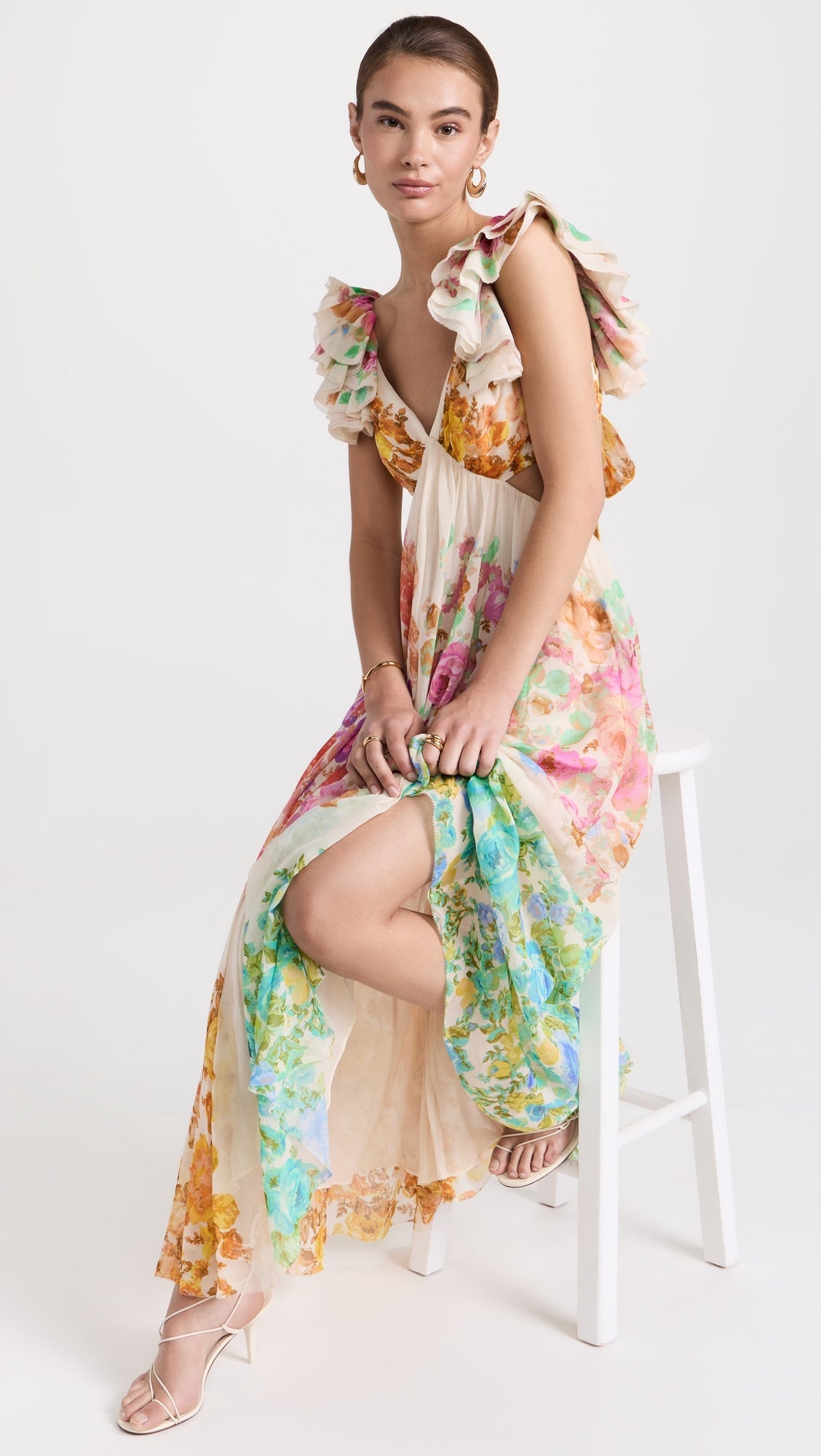Raie Frill Shoulder Maxi Dress