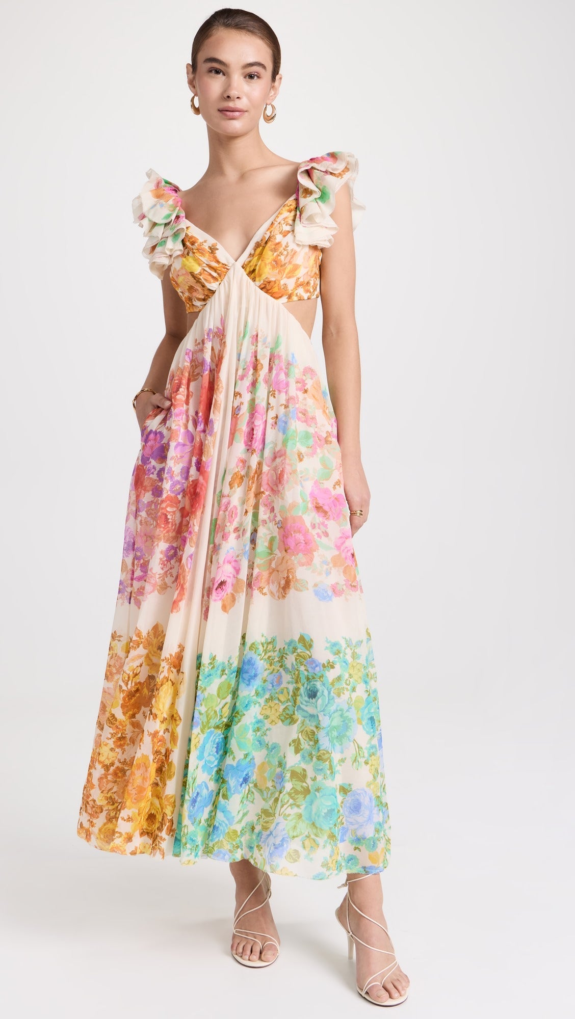 Raie Frill Shoulder Maxi Dress