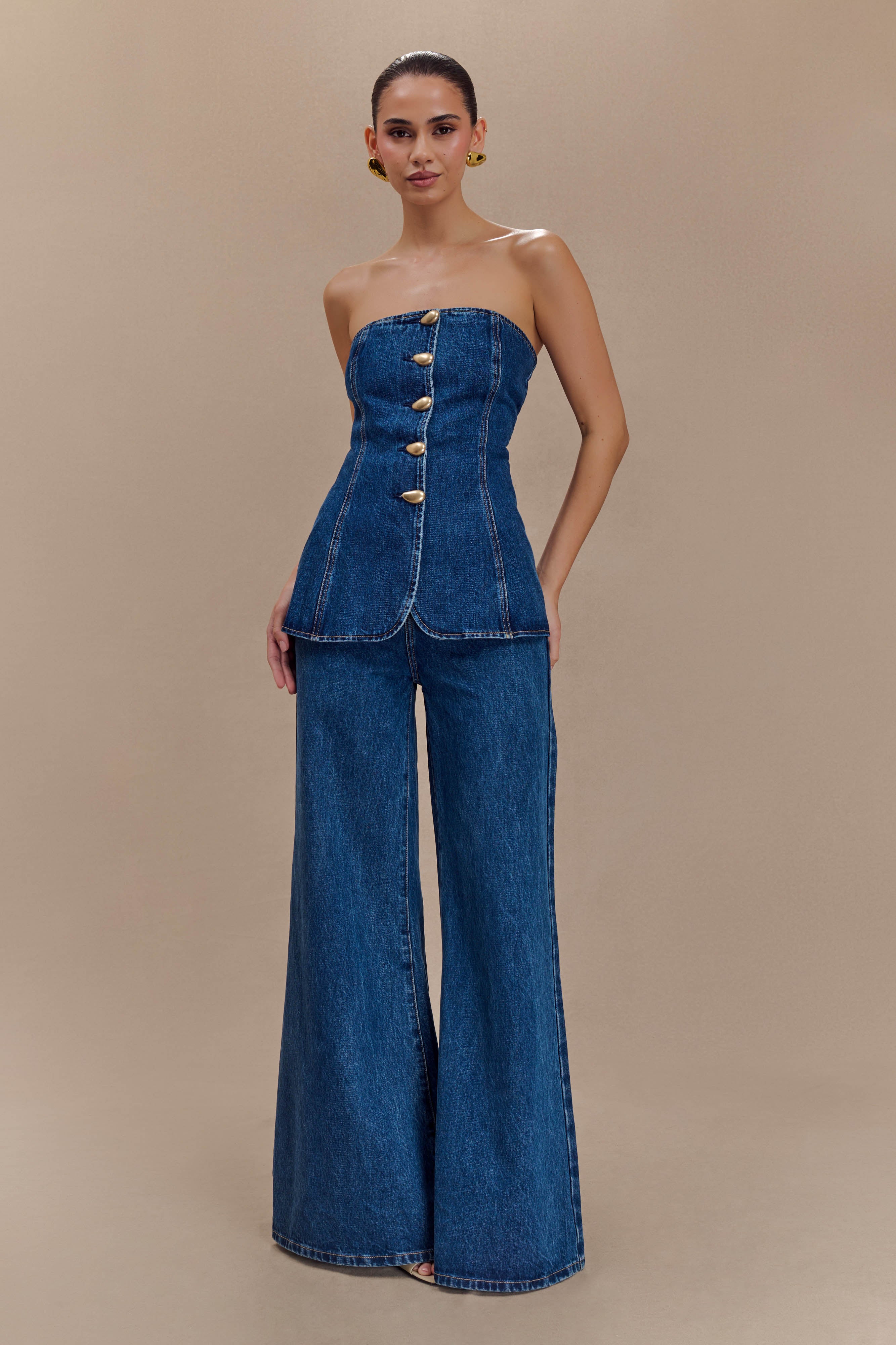 Wide Leg Flare Denim Jeans