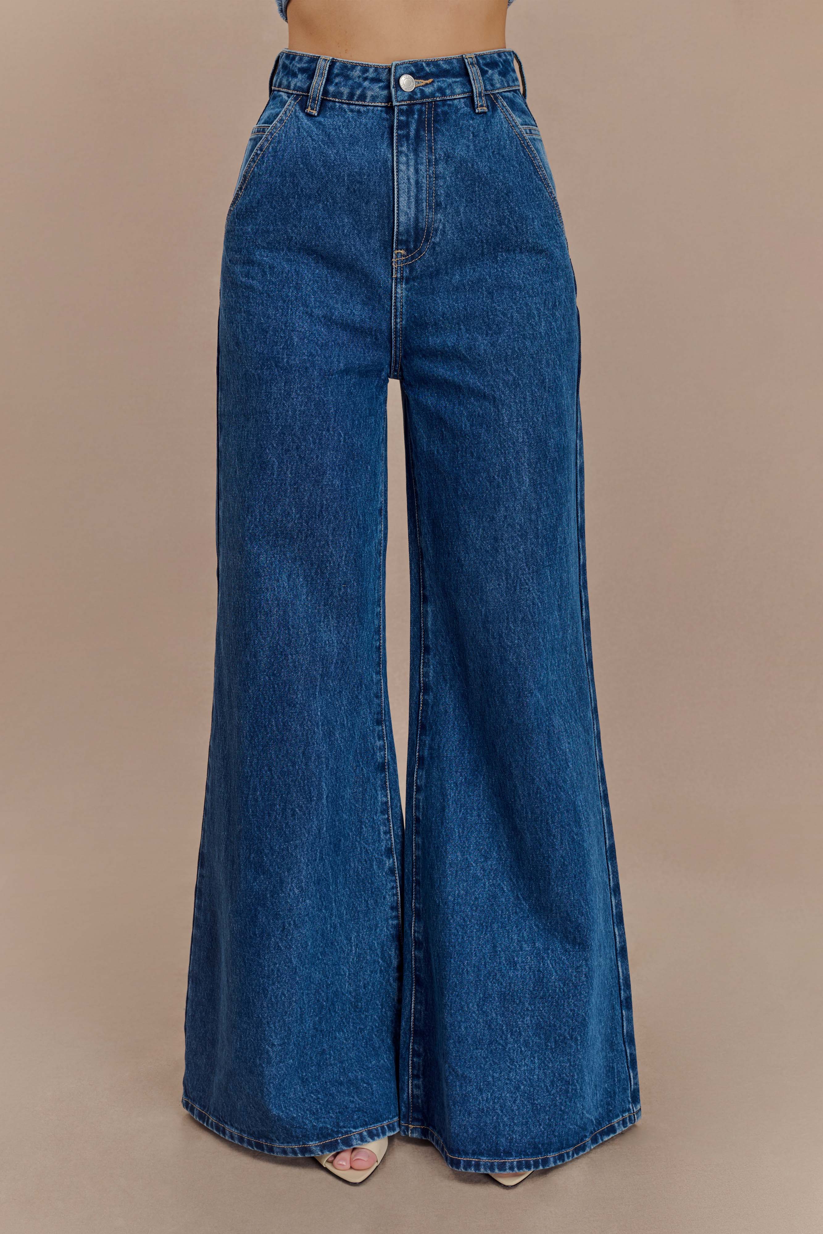 Wide Leg Flare Denim Jeans