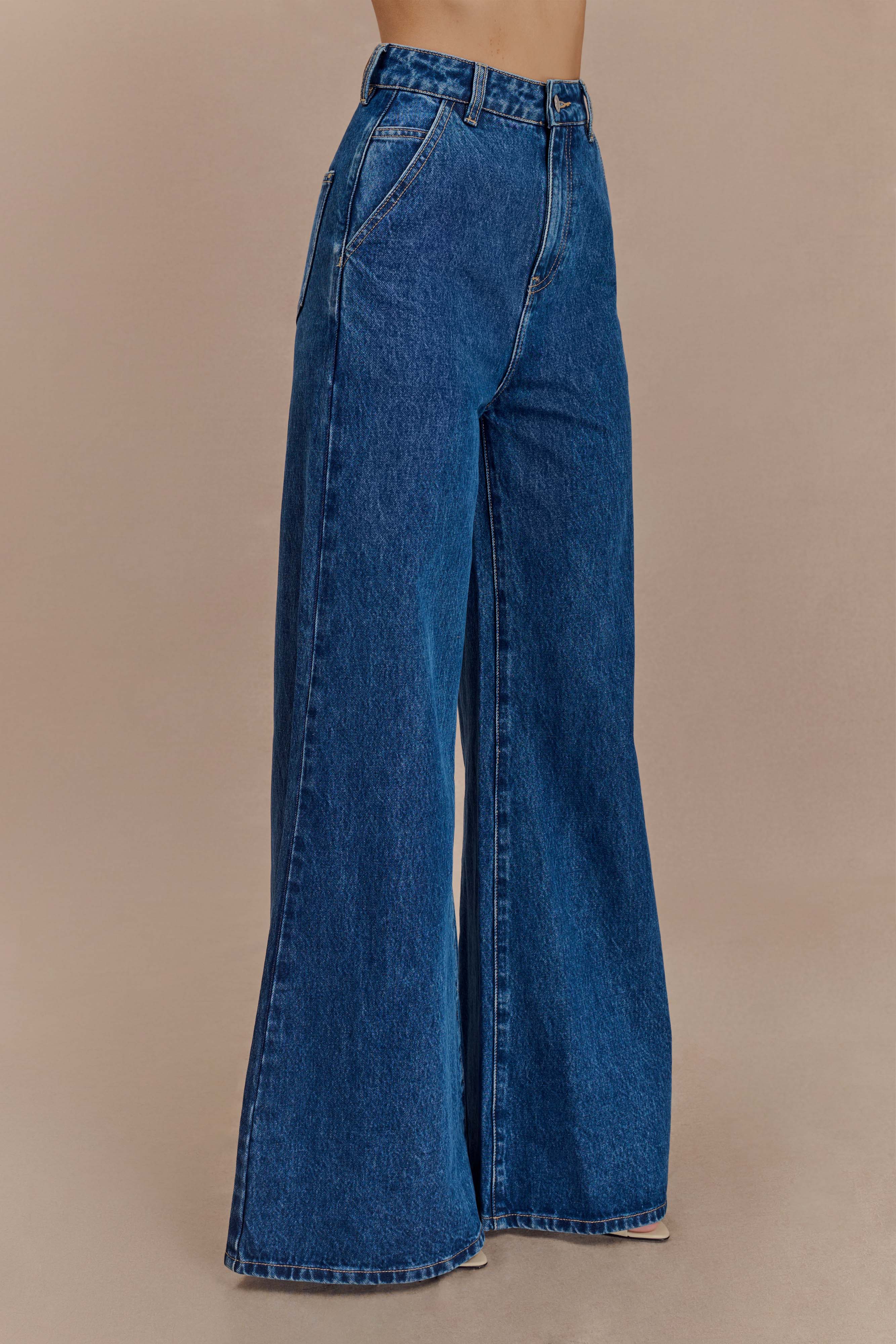 Wide Leg Flare Denim Jeans