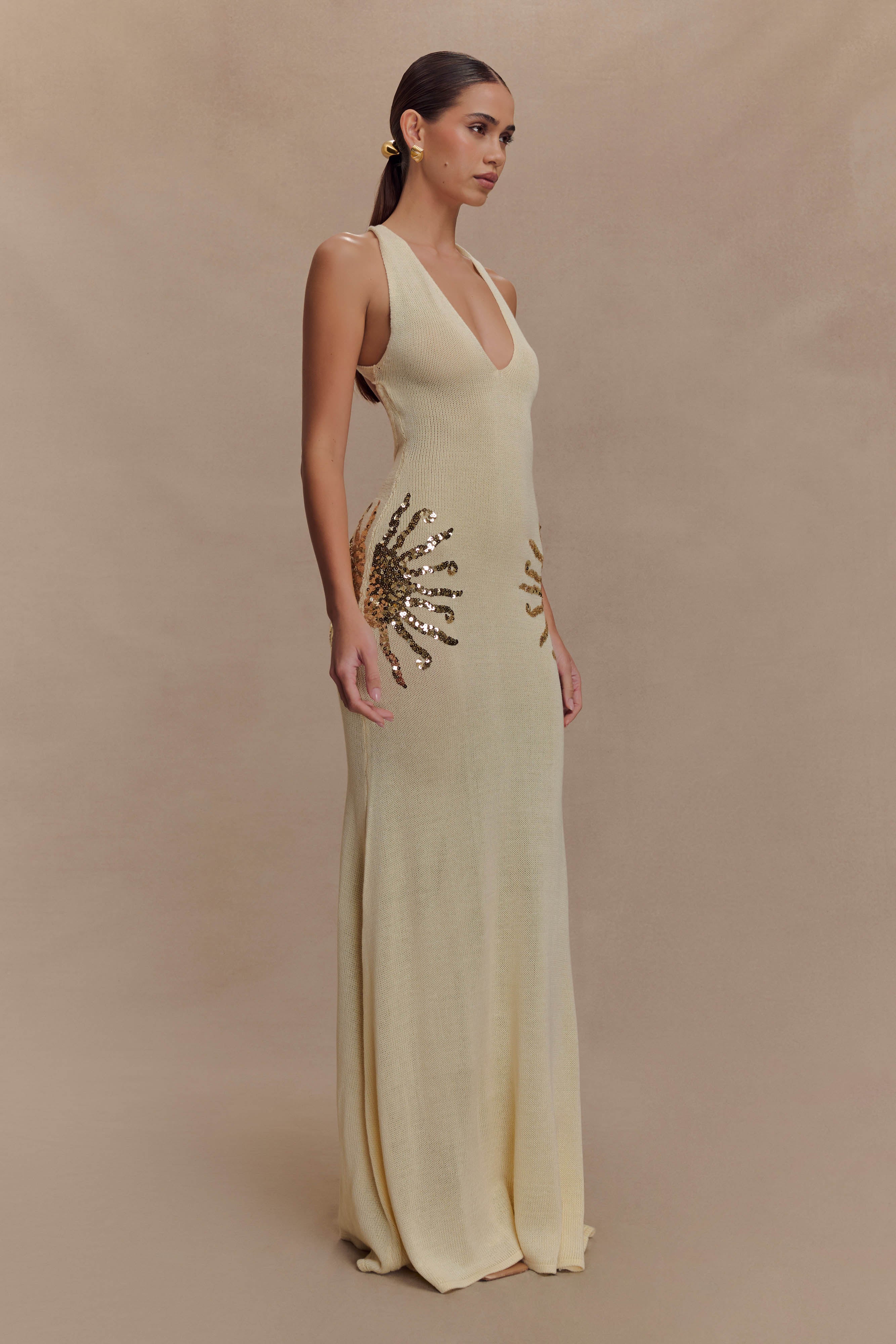 KNIT MAXI DRESS WITH SEQUIN