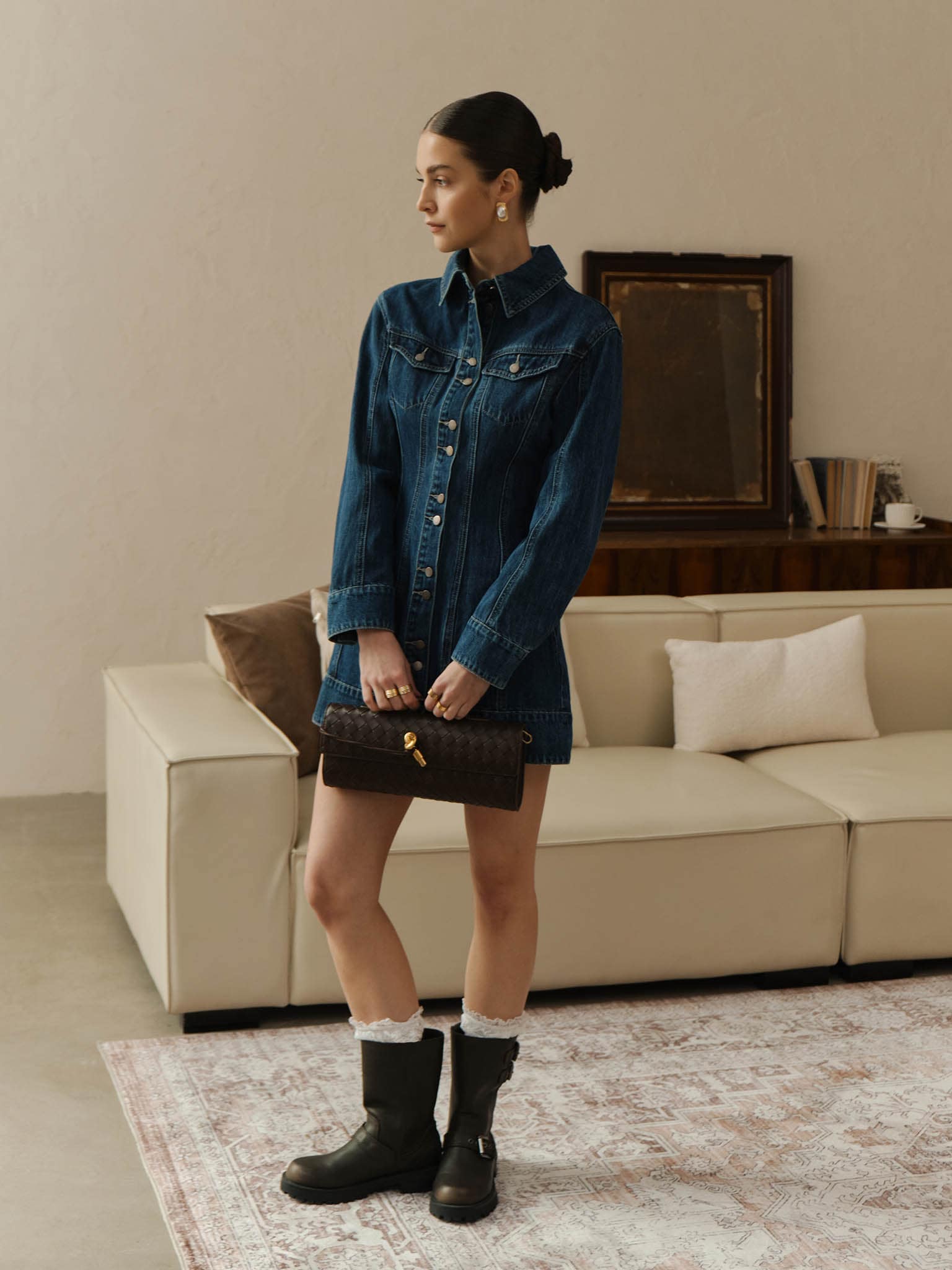 Denim mini dress