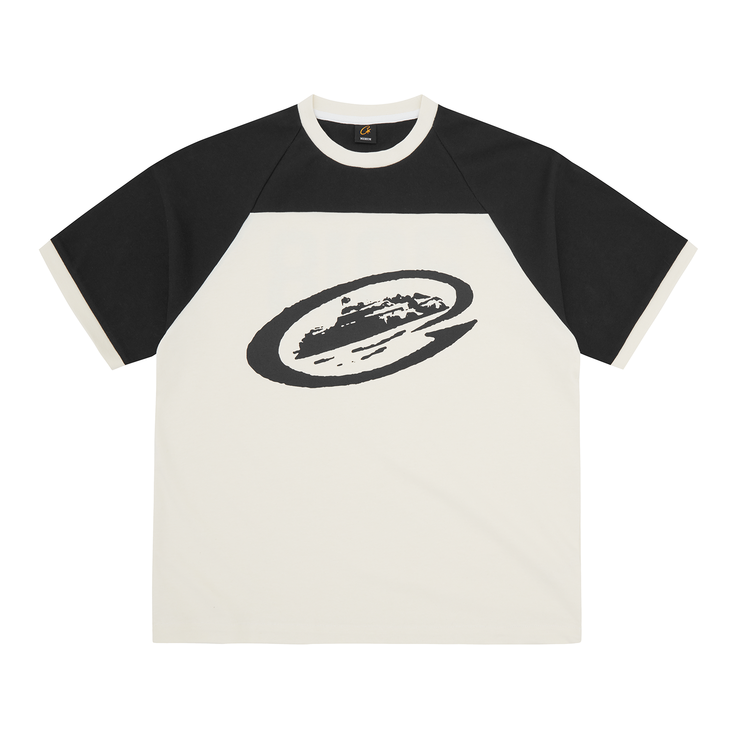 ALCATRAZ WRAP AROUND RAGLAN TEE [OFF WHITE / BLACK]