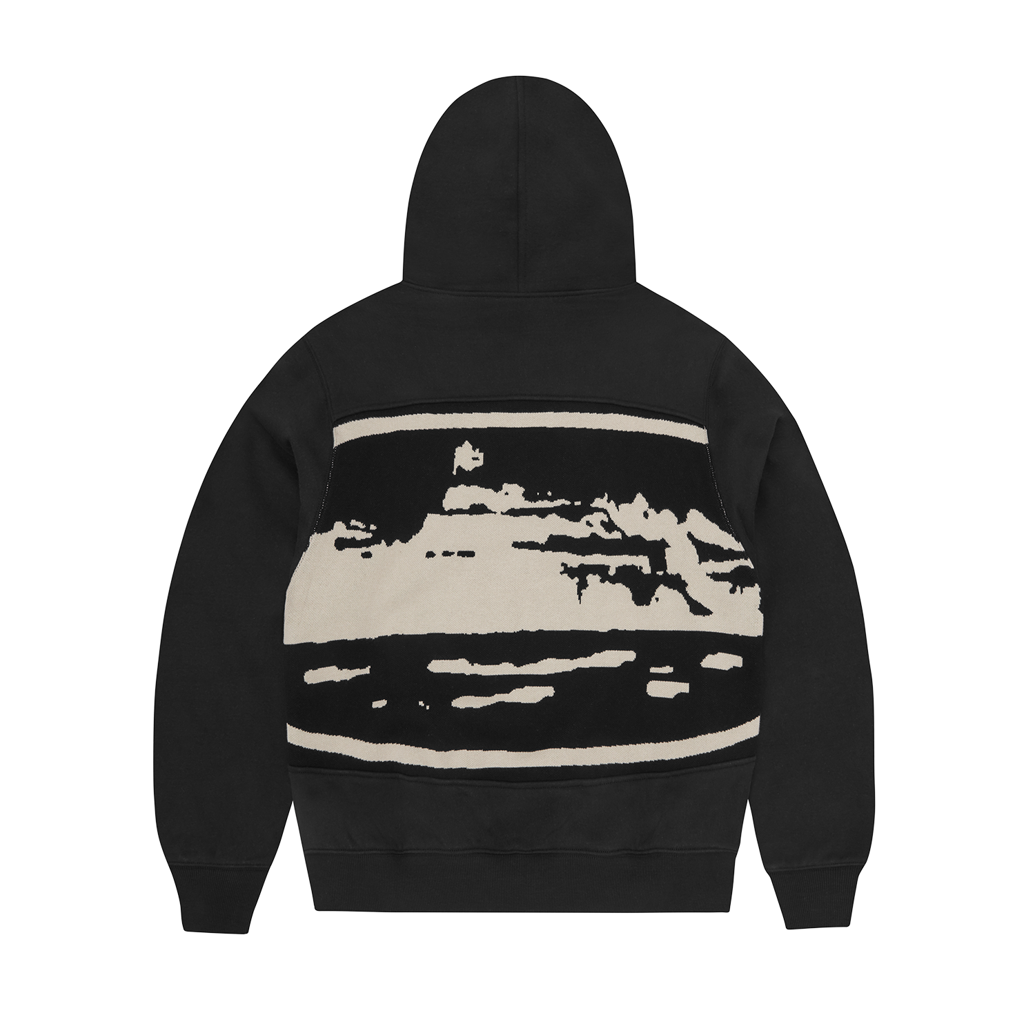 ISLAND MIXED PANEL ZIP HOODIE [BLACK]