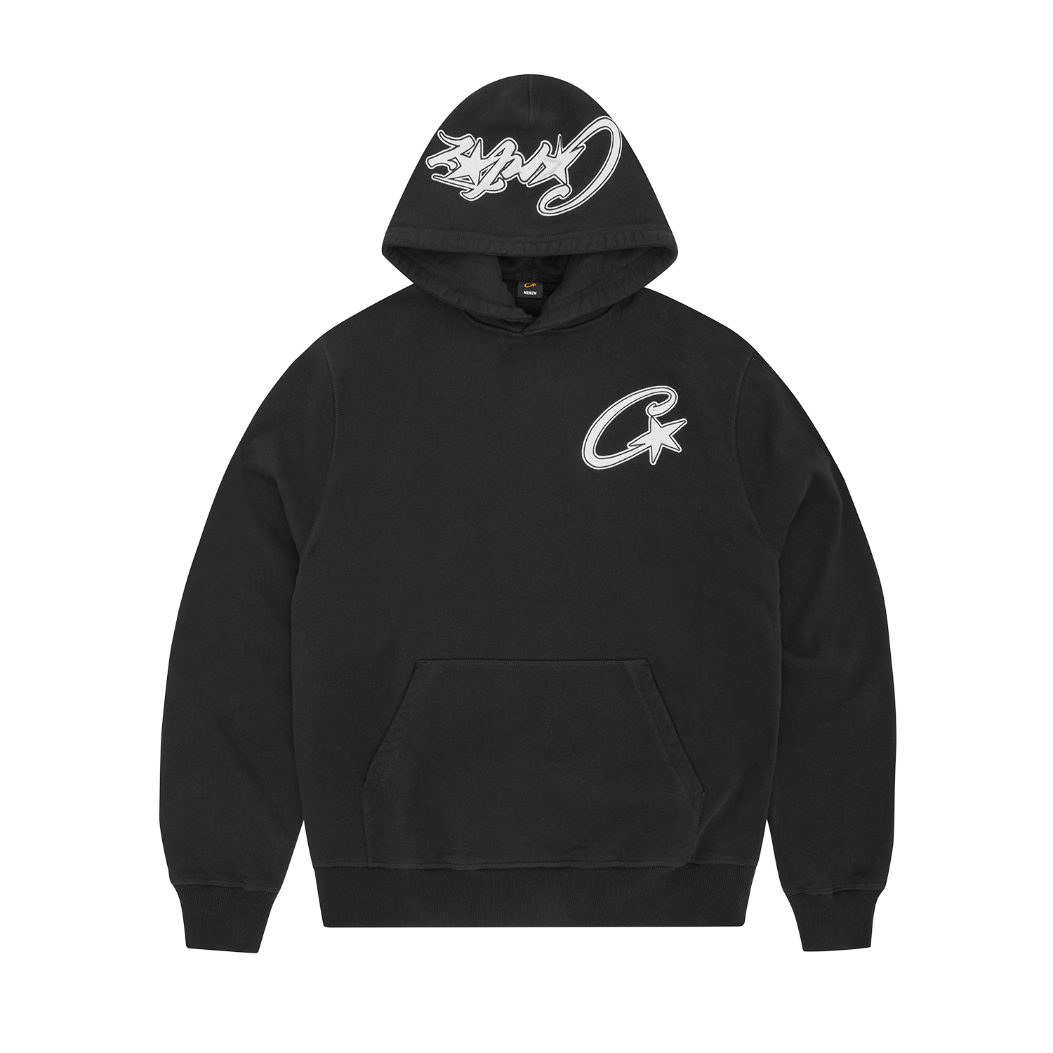 SATIN C STAR APPLIQUÉ HOODIE [BLACK]