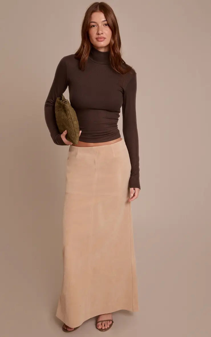 Suede Column Maxi Skirt