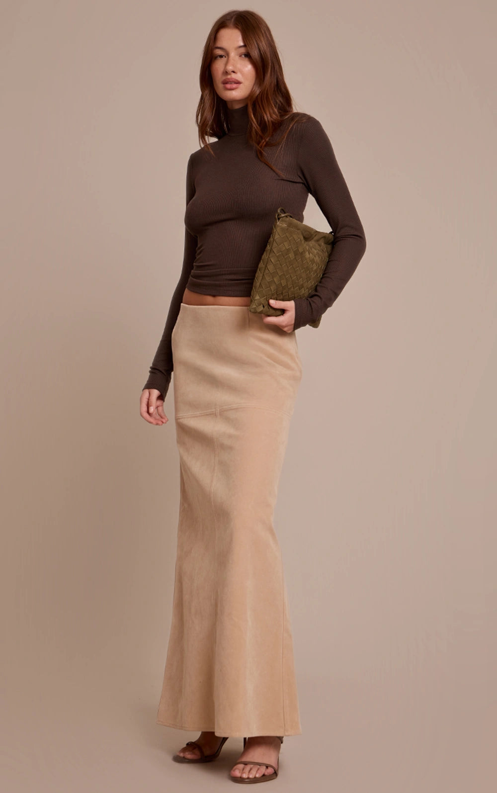 Suede Column Maxi Skirt