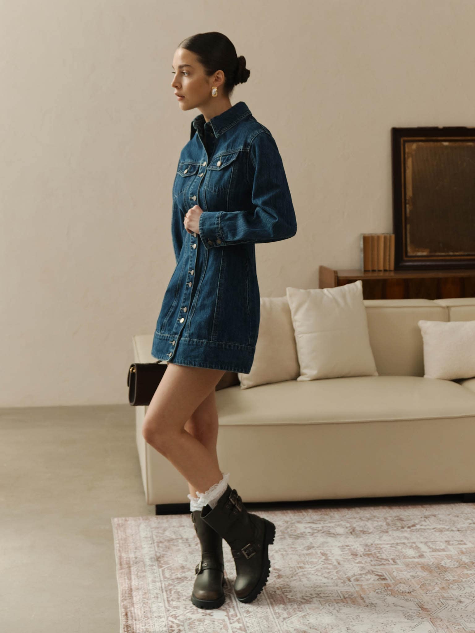 Denim mini dress