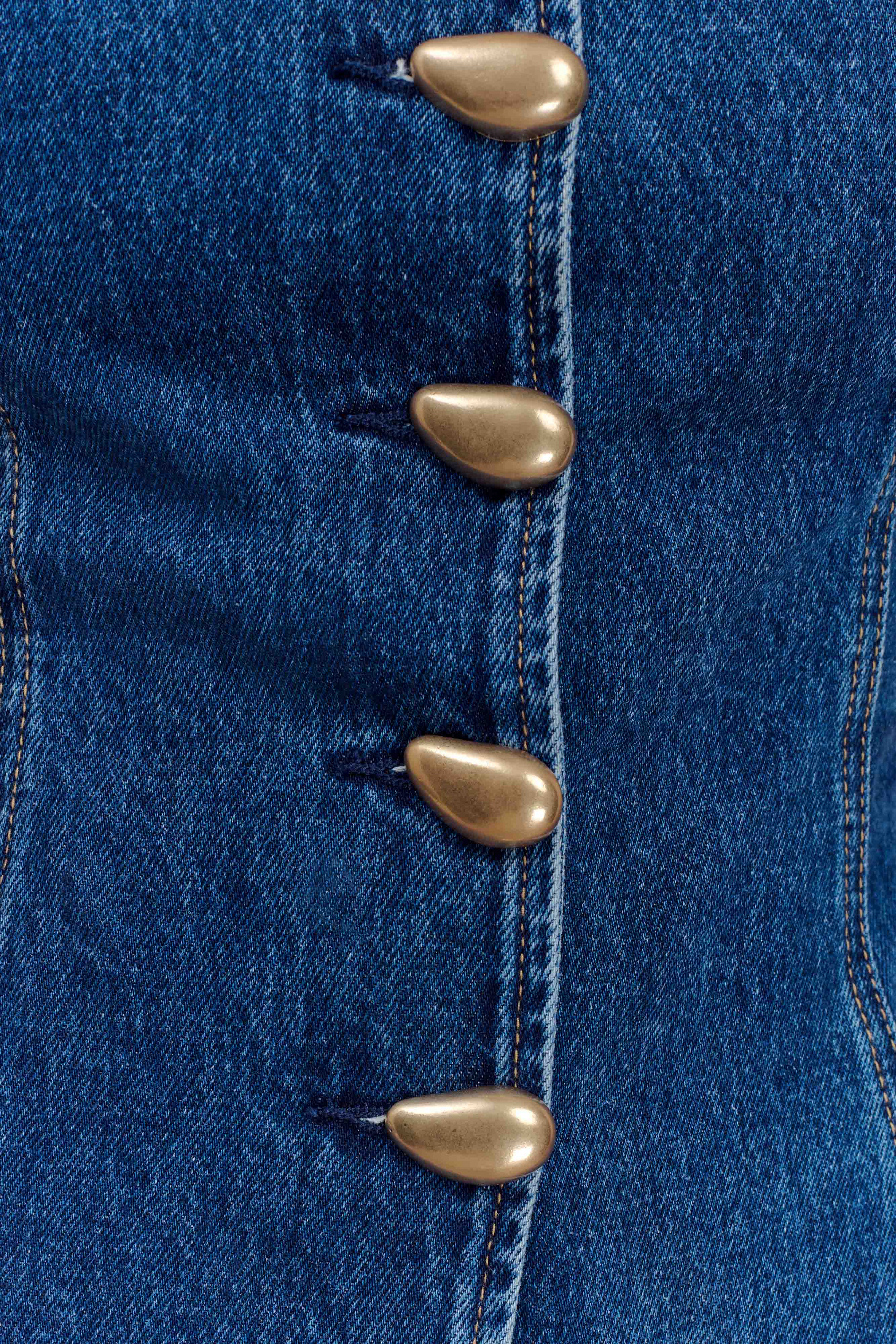 Strapless Long Line Button Top