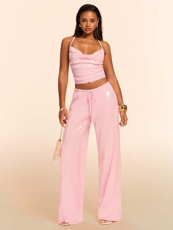 Pink Sequin Pants