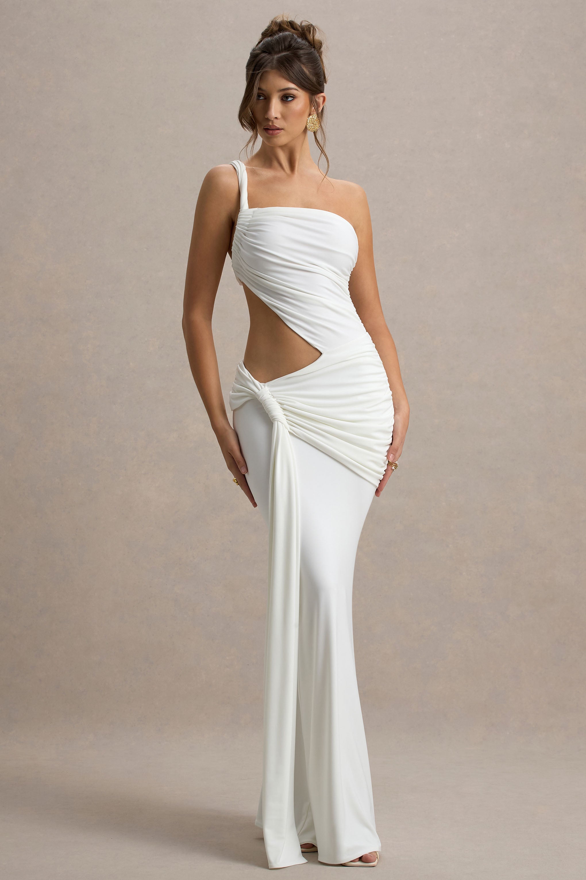 Chicime | White Asymmetric Maxi Dress With Wrap Skirt