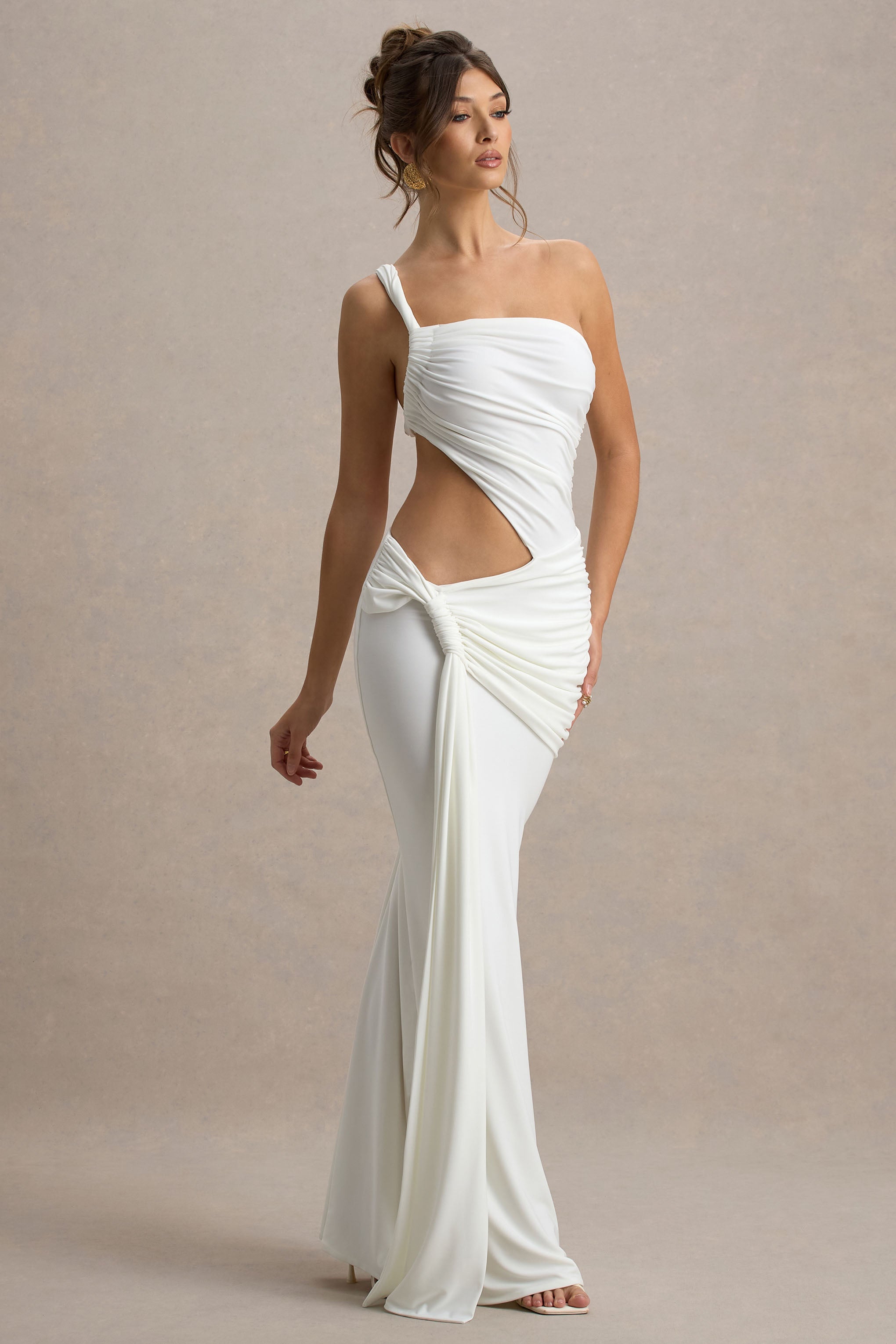 Chicime | White Asymmetric Maxi Dress With Wrap Skirt