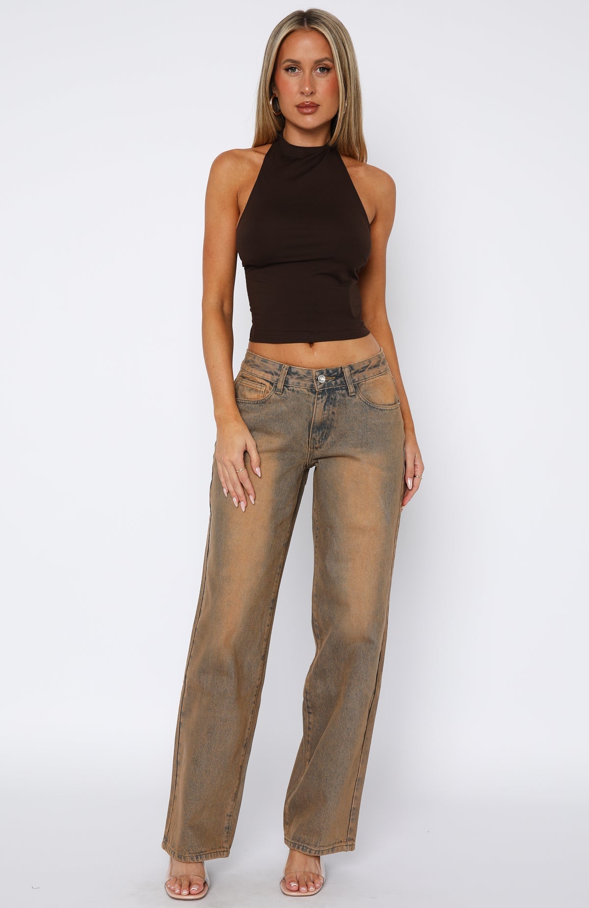 Low Rise Wide Leg Jeans Clay