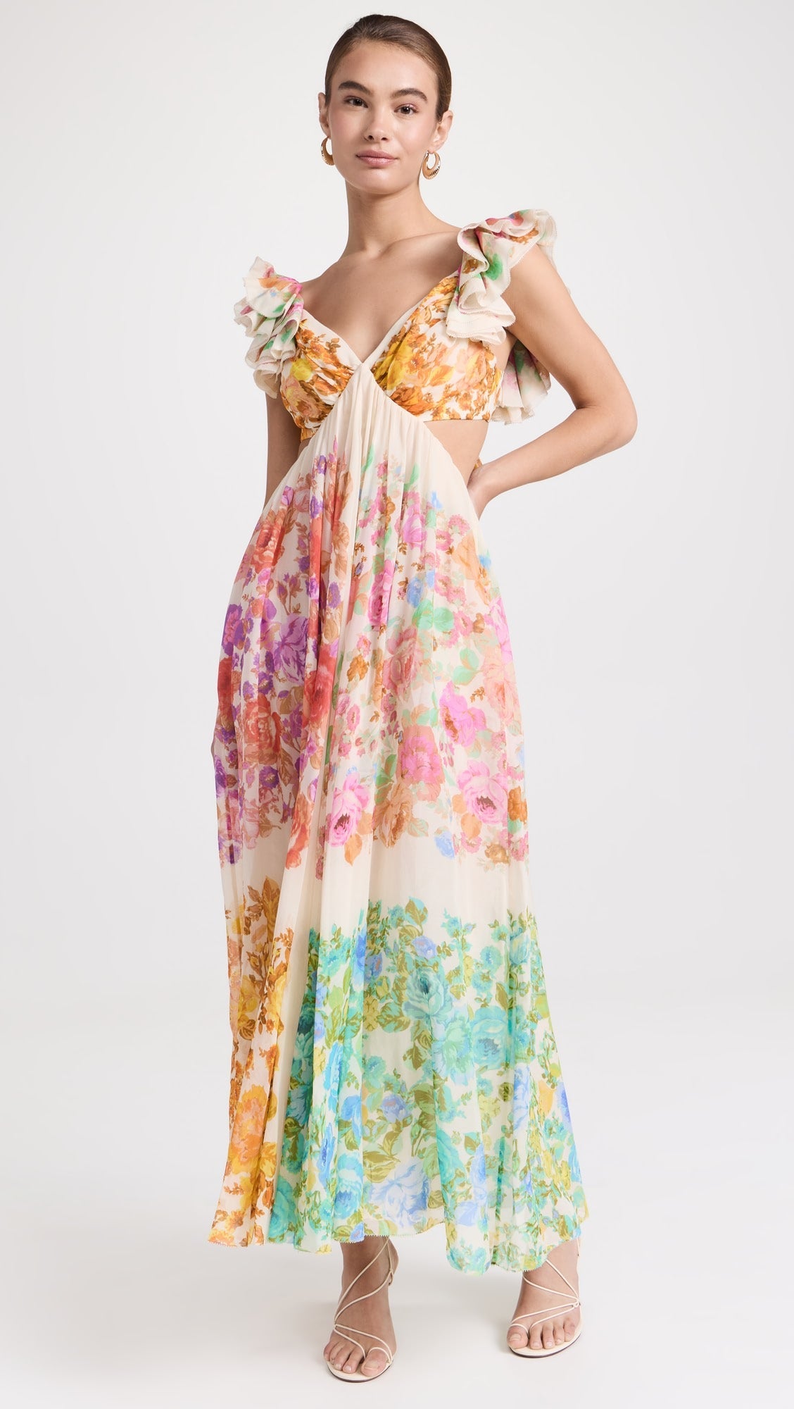 Raie Frill Shoulder Maxi Dress